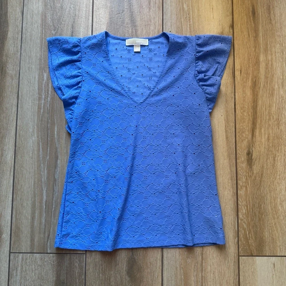 Michael Kors Royal Blue Eyelet Blouse